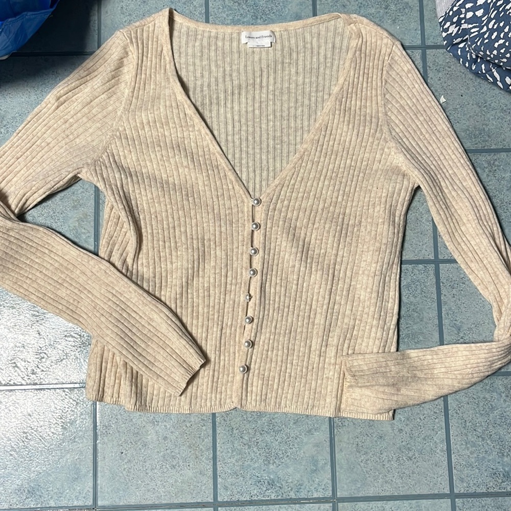 Lovers and Friends ribbed cardigan with pearl buttons - Picture 2 of 8
